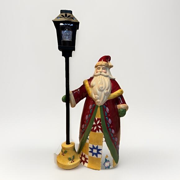 Jim Shore Santa With Street Light / Lamp Post Electric 2004 Rare Ceramic Works - Picture 2 of 7